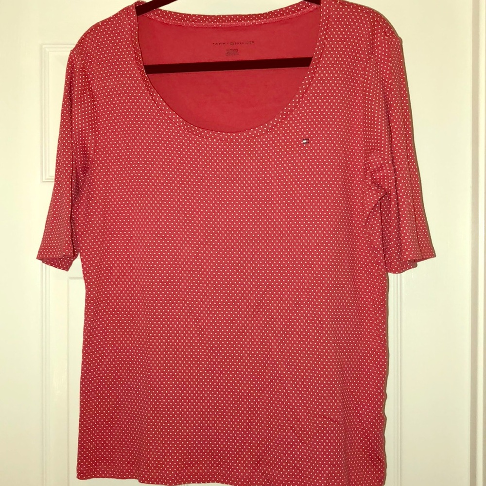 Pink with white polkadot Tommy Hilfiger T-shirt